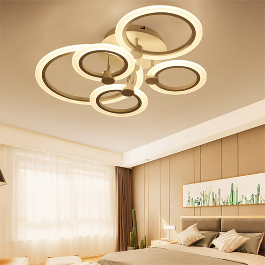 Acrylic Flush Ceiling Light with Multi-Tiered LED and Warm/White/Natural Light - Available in 3/5/7 Lights