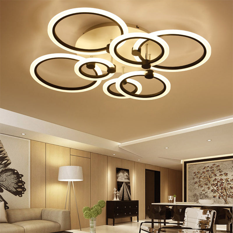 Acrylic Flush Ceiling Light with Multi-Tiered LED and Warm/White/Natural Light - Available in 3/5/7 Lights