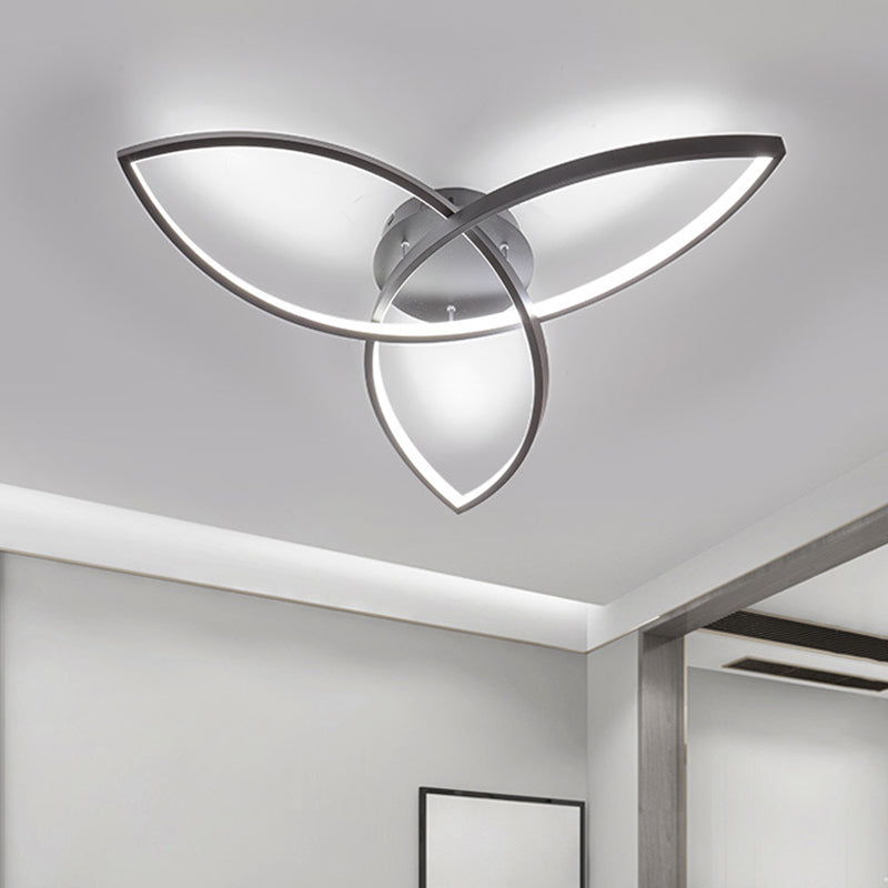 Contemporary Metallic Petal Flush Lamp - 23"/29" W LED Close to Ceiling Light in Black/White, Warm/White