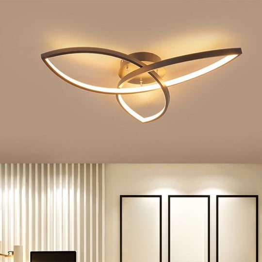 Contemporary Metallic Petal Flush Lamp - 23"/29" W LED Close to Ceiling Light in Black/White, Warm/White