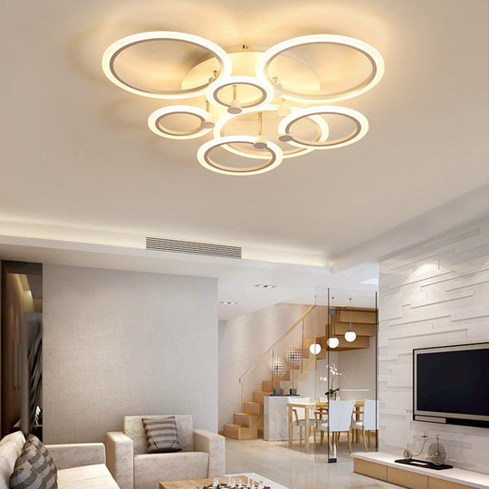 Acrylic Flush Ceiling Light with Multi-Tiered LED and Warm/White/Natural Light - Available in 3/5/7 Lights