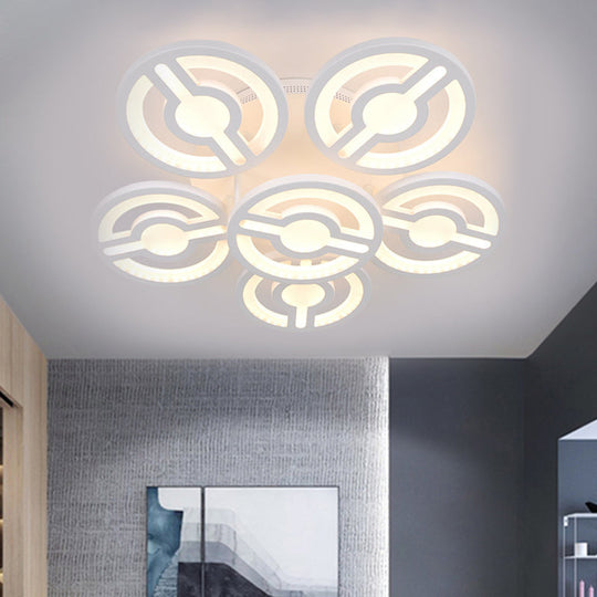 Semi Mount LED Acrylic Flush Ceiling Lamp: White Flower Design, Warm/White/Natural Light