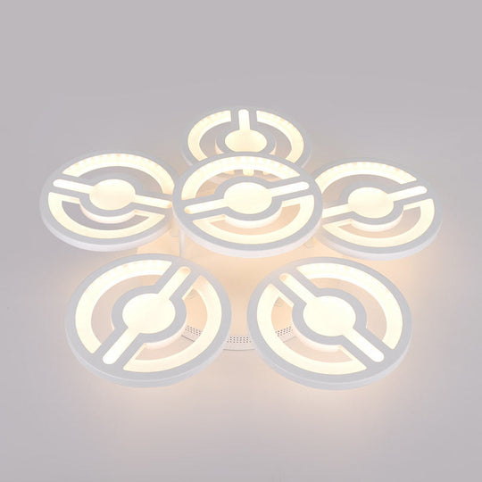 Semi Mount LED Acrylic Flush Ceiling Lamp: White Flower Design, Warm/White/Natural Light