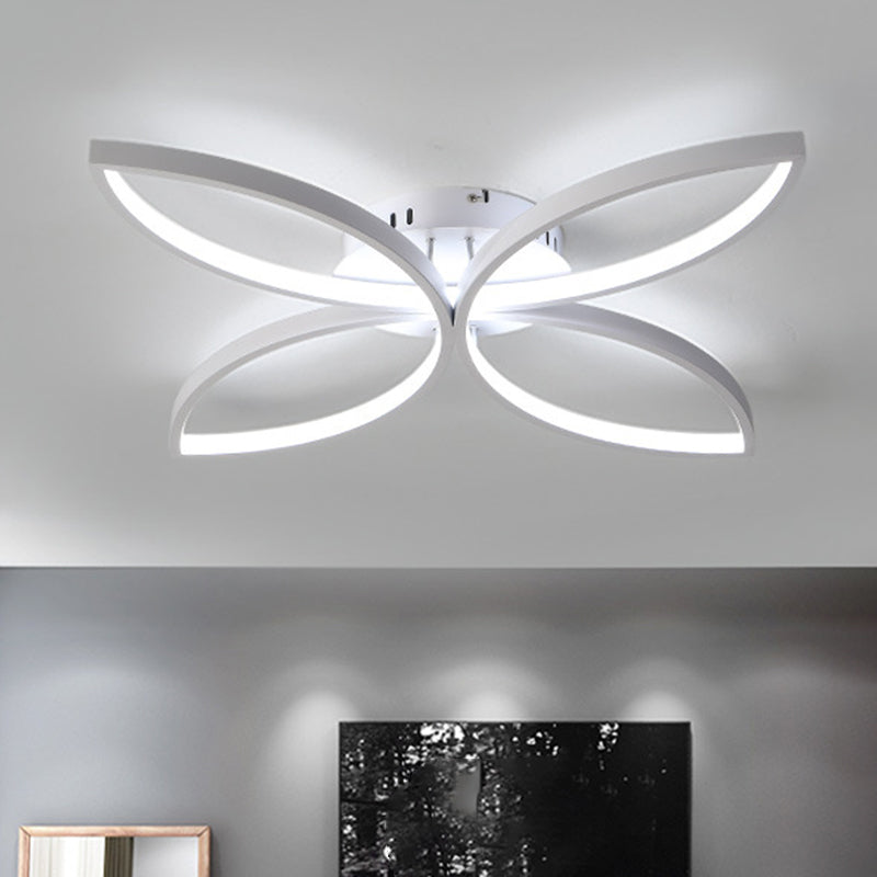 Nordic Style Metallic Butterfly Semi Flush LED Ceiling Fixture in Warm/White Light - 23"/29" Wide, Black/White