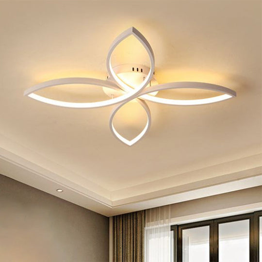 Nordic Style Metallic Butterfly Semi Flush LED Ceiling Fixture in Warm/White Light - 23"/29" Wide, Black/White