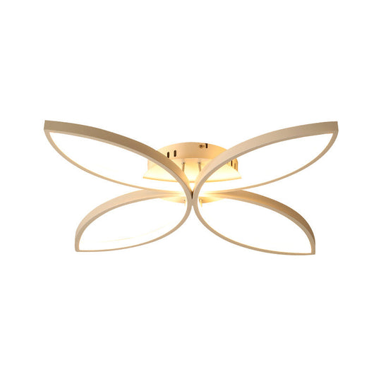 Nordic Style Metallic Butterfly Semi Flush LED Ceiling Fixture in Warm/White Light - 23"/29" Wide, Black/White