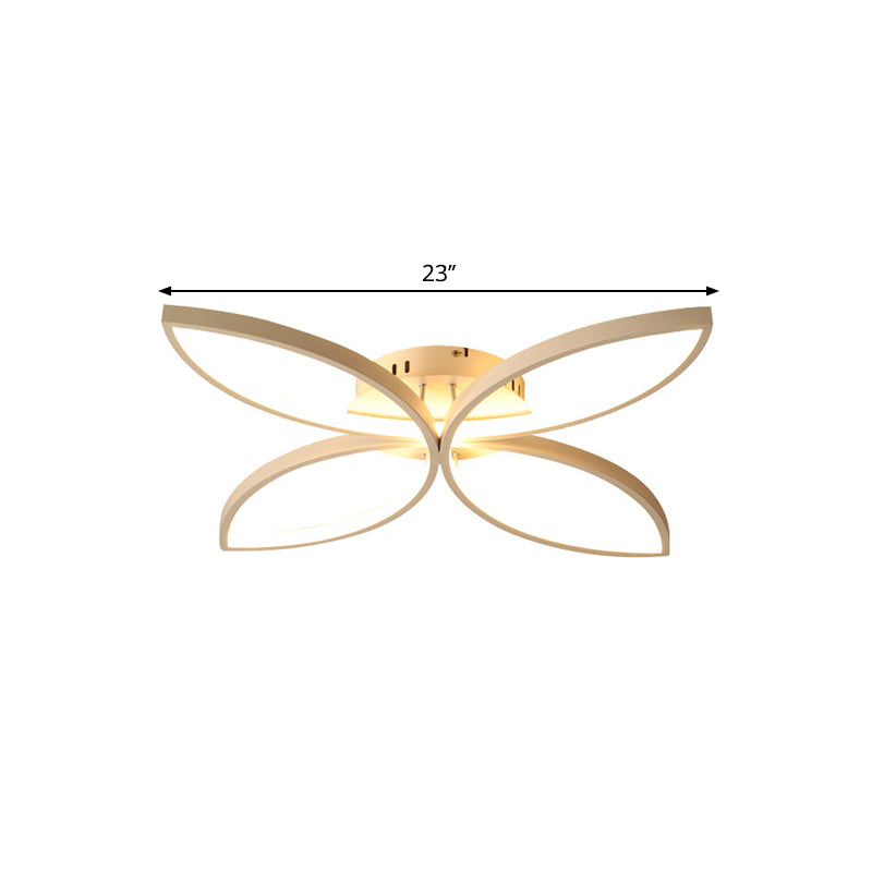 Nordic Style Metallic Butterfly Semi Flush Led Ceiling Fixture In Warm/White Light - 23/29 Wide