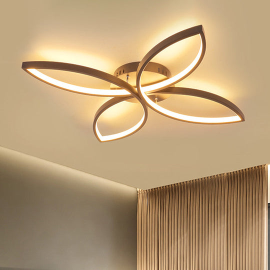 Nordic Style Metallic Butterfly Semi Flush LED Ceiling Fixture in Warm/White Light - 23"/29" Wide, Black/White