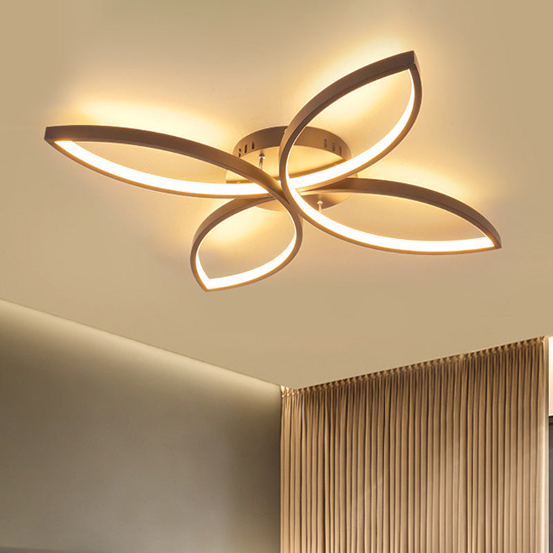 Nordic Style Metallic Butterfly Semi Flush Led Ceiling Fixture In Warm/White Light - 23/29 Wide