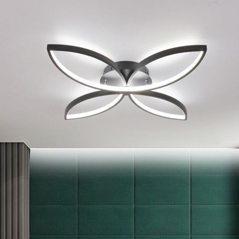 Nordic Style Metallic Butterfly Semi Flush Led Ceiling Fixture In Warm/White Light - 23/29 Wide