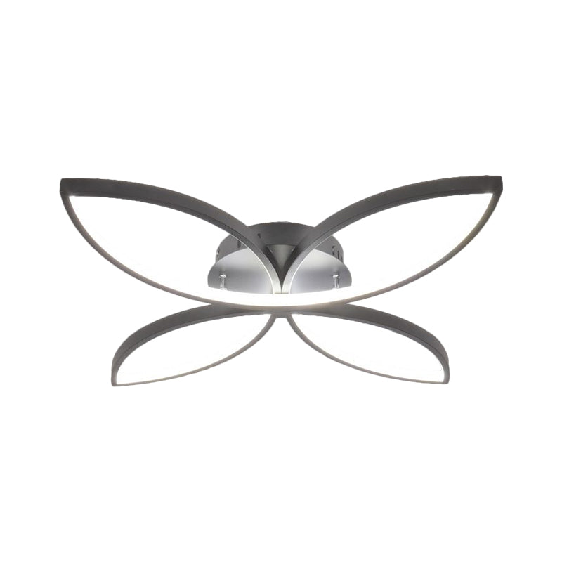 Nordic Style Metallic Butterfly Semi Flush LED Ceiling Fixture in Warm/White Light - 23"/29" Wide, Black/White