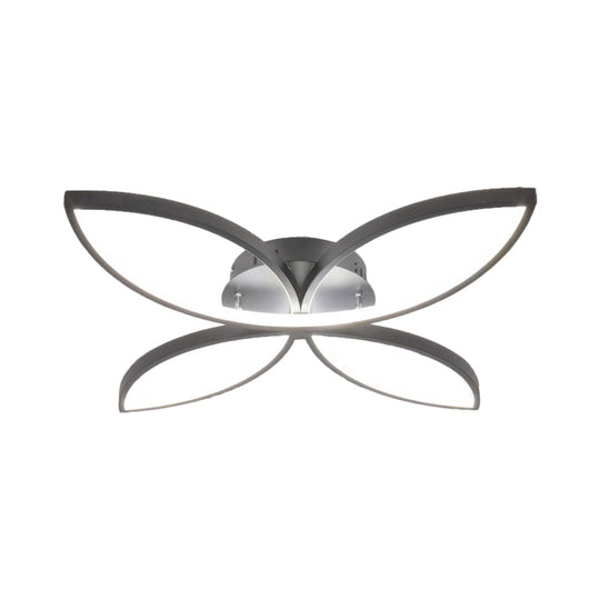 Nordic Style Metallic Butterfly Semi Flush Led Ceiling Fixture In Warm/White Light - 23/29 Wide