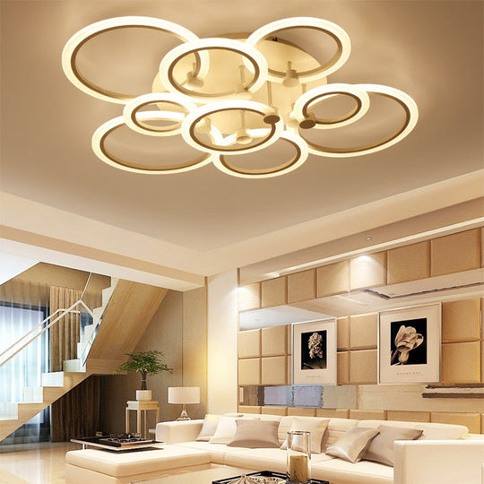 Acrylic Flush Ceiling Light with Multi-Tiered LED and Warm/White/Natural Light - Available in 3/5/7 Lights