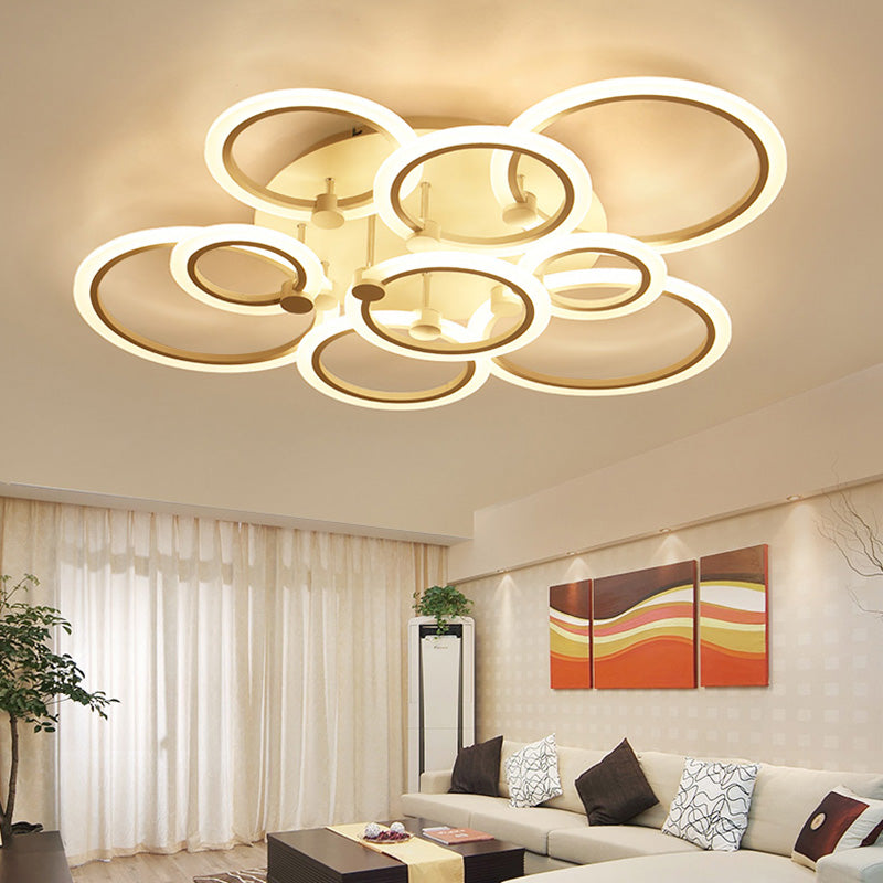 Acrylic Flush Ceiling Light with Multi-Tiered LED and Warm/White/Natural Light - Available in 3/5/7 Lights