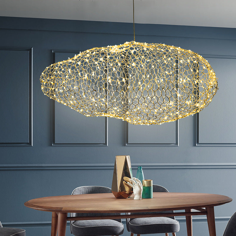 12/16 Cloud Shaped Led Chandelier Light With Modernist Chrome Finish And Warm/White - Stylish Mesh