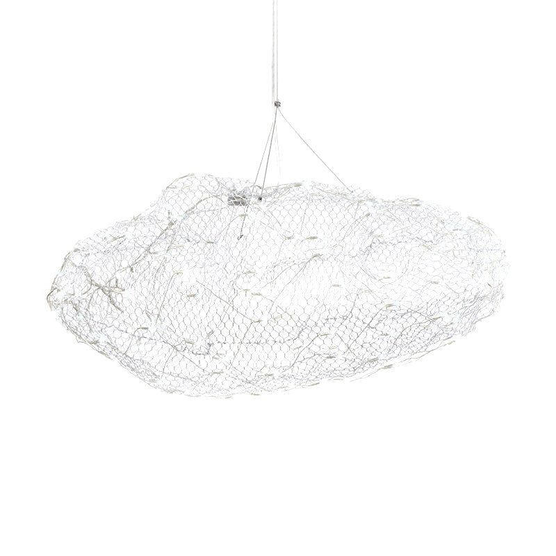 12/16 Cloud Shaped Led Chandelier Light With Modernist Chrome Finish And Warm/White - Stylish Mesh