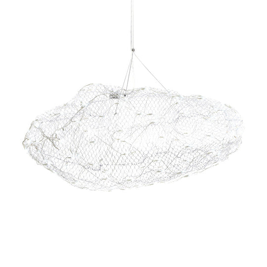 12/16 Cloud Shaped Led Chandelier Light With Modernist Chrome Finish And Warm/White - Stylish Mesh