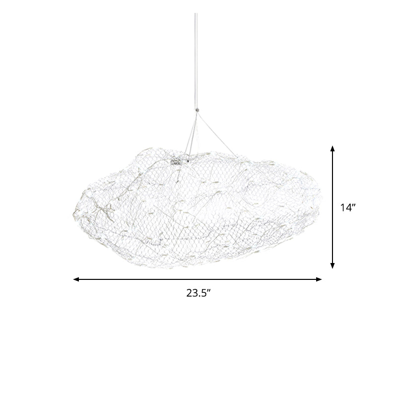 12/16 Cloud Shaped Led Chandelier Light With Modernist Chrome Finish And Warm/White - Stylish Mesh