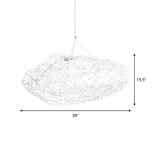 12/16 Cloud Shaped Led Chandelier Light With Modernist Chrome Finish And Warm/White - Stylish Mesh