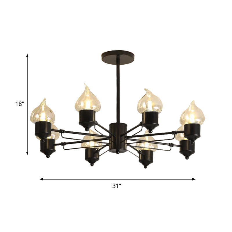 Vintage Black Glass Chandelier: Clear Candle Pendant Lighting For Bedroom 3/6/8-Light