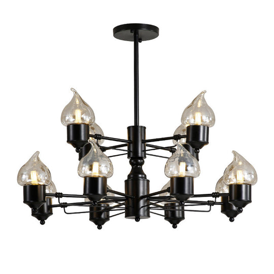 Vintage Black Glass Chandelier: Clear Candle Pendant Lighting For Bedroom 3/6/8-Light