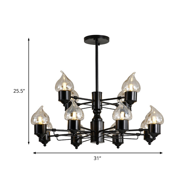 Vintage Black Glass Chandelier: Clear Candle Pendant Lighting For Bedroom 3/6/8-Light