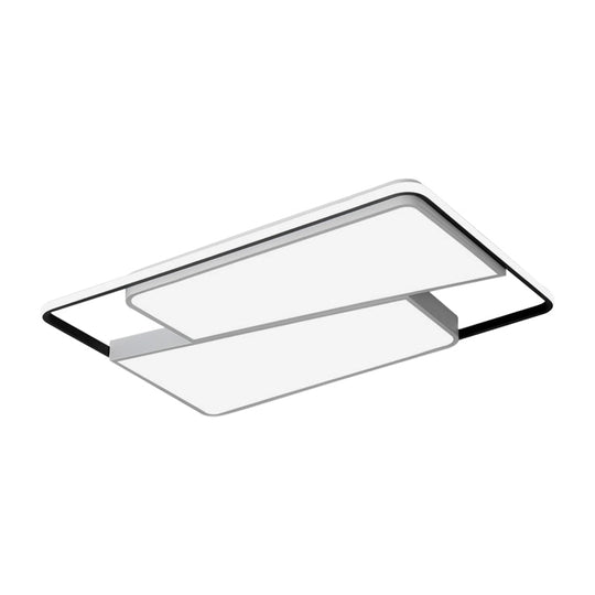 16"/19.5"/35.5" Rectangular/Square Flush Mount LED Ceiling Light - Modern White Fixture for Bedroom with Acrylic Shade