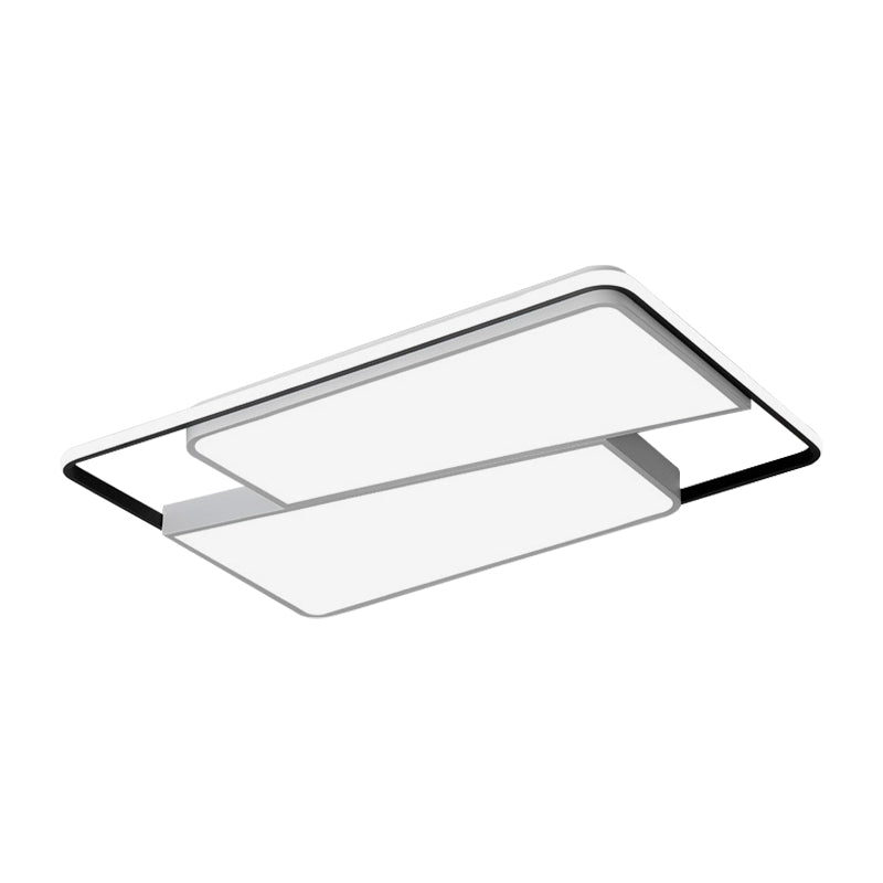 16/19.5/35.5 Rectangular/Square Flush Mount Led Ceiling Light - Modern White Fixture For Bedroom