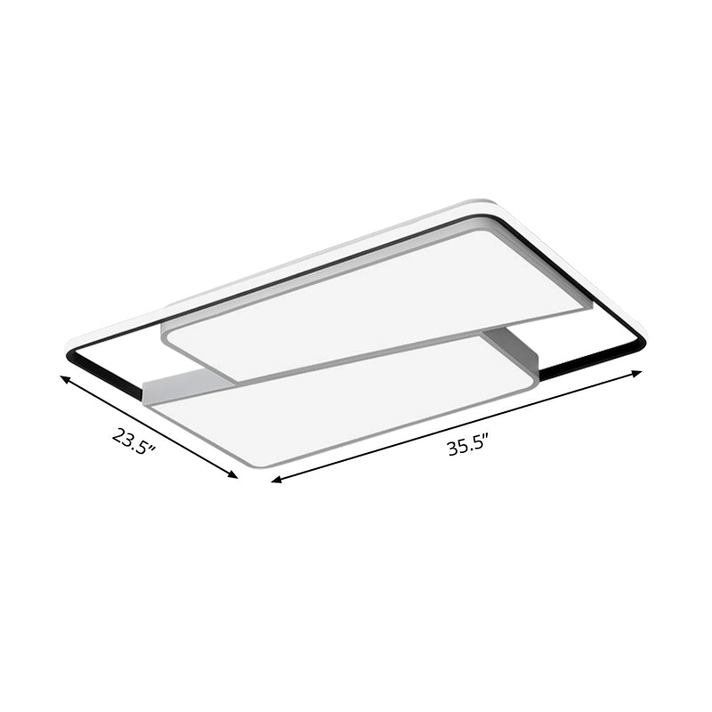 16/19.5/35.5 Rectangular/Square Flush Mount Led Ceiling Light - Modern White Fixture For Bedroom