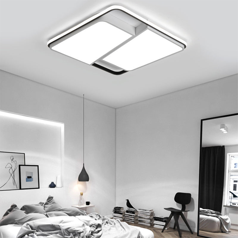 16"/19.5"/35.5" Rectangular/Square Flush Mount LED Ceiling Light - Modern White Fixture for Bedroom with Acrylic Shade