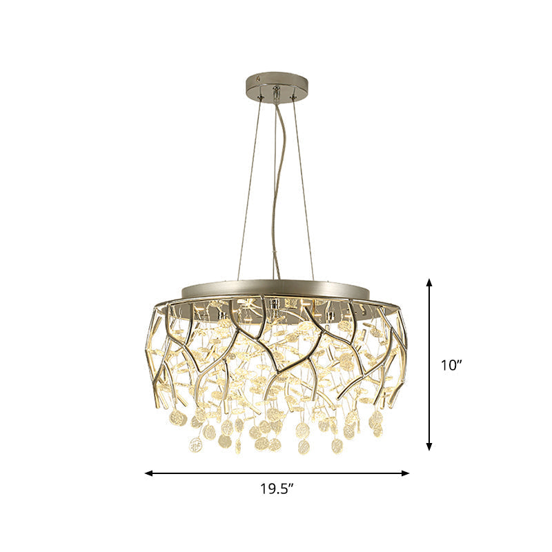 Contemporary Branch Chandelier: Ripple Glass Led Warm/White Light