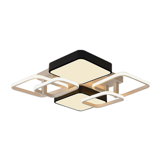 Modernist Acrylic Square Ceiling Flush Mount LED Light, 25.5"/39" Wide, Black