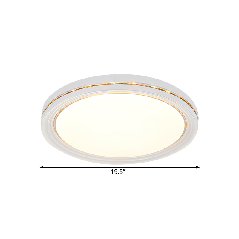 Minimalist Round LED Acrylic Ceiling Light Fixture - White Flush Mount Lighting for Parlor