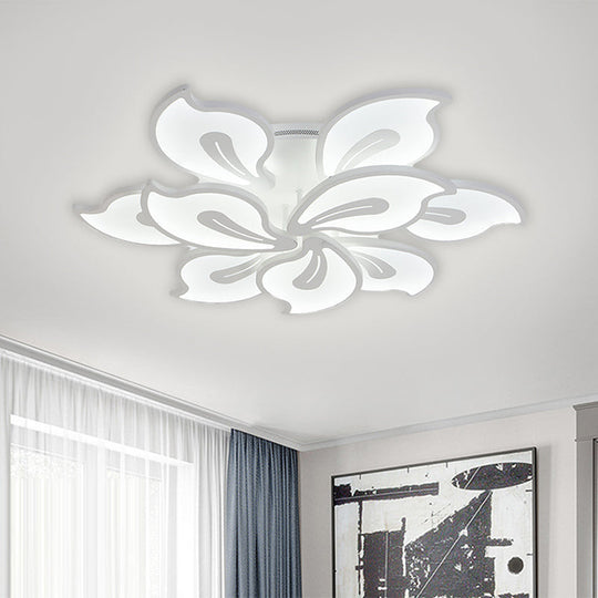 Contemporary Acrylic Blossom Ceiling Flush Light with White Semi Flush Mount - 5/9 Heads, Warm/White/Natural Light