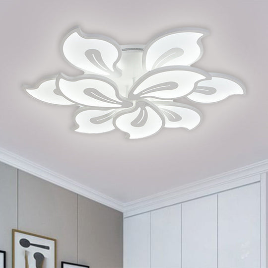 Contemporary Acrylic Blossom Ceiling Flush Light With White Semi Mount - 5/9 Heads