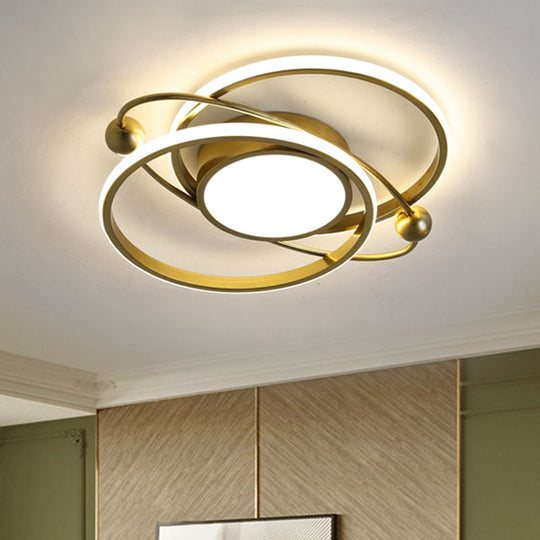 Gold Semi-Mount Led Ceiling Light With 3 Color Options / Warm