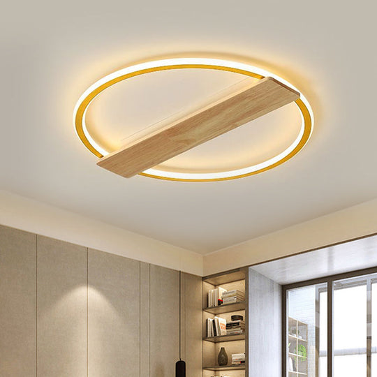 Metallic Black/Gold Led Ceiling Lamp With Warm/White Light And Plank Decor 16.5/20.5 Wide