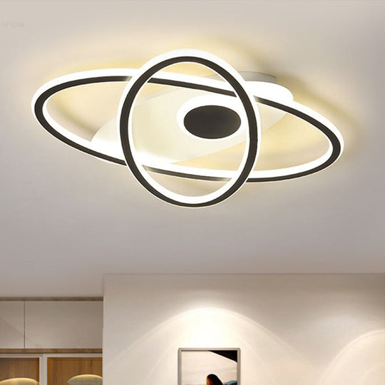 18/21.5 Black Led Stacked Oval Semi Flush Contemporary Acrylic Ceiling Light Warm/White