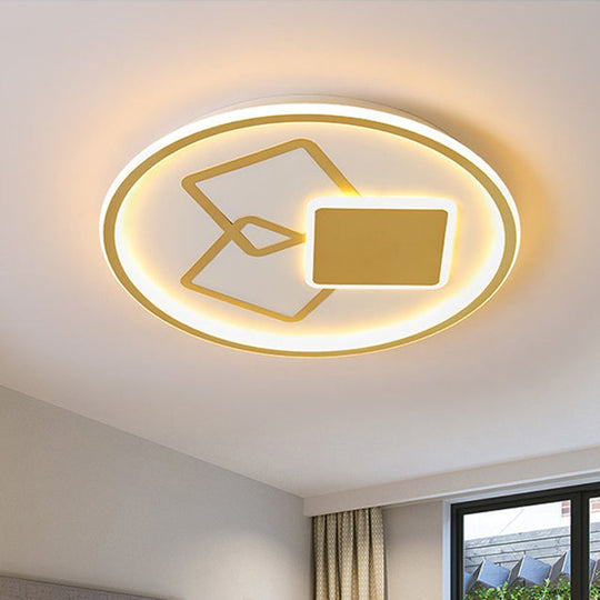 Contemporary Metal Black/Gold Led Flush Mount Ceiling Lamp - 16.5/20.5 Wide Warm/White Light