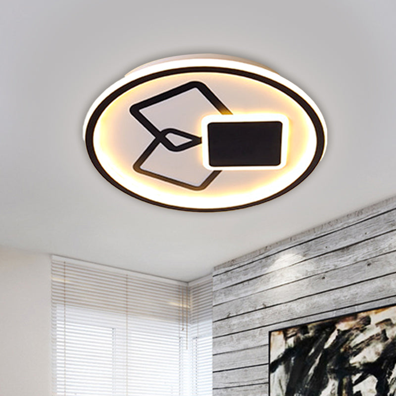 Contemporary Metal Black/Gold Led Flush Mount Ceiling Lamp - 16.5/20.5 Wide Warm/White Light