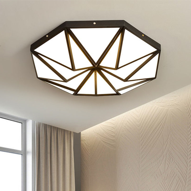 Geometric Acrylic Led Flush Light For Great Room Ceiling - Black/White/Gold