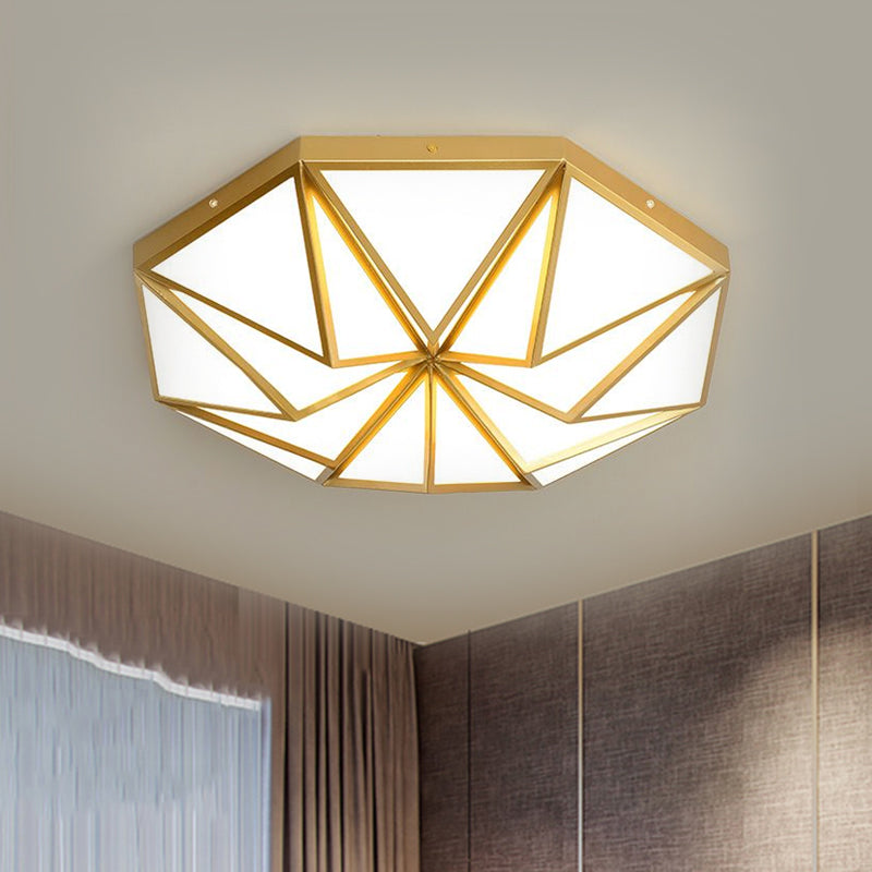 Geometric Acrylic Led Flush Light For Great Room Ceiling - Black/White/Gold