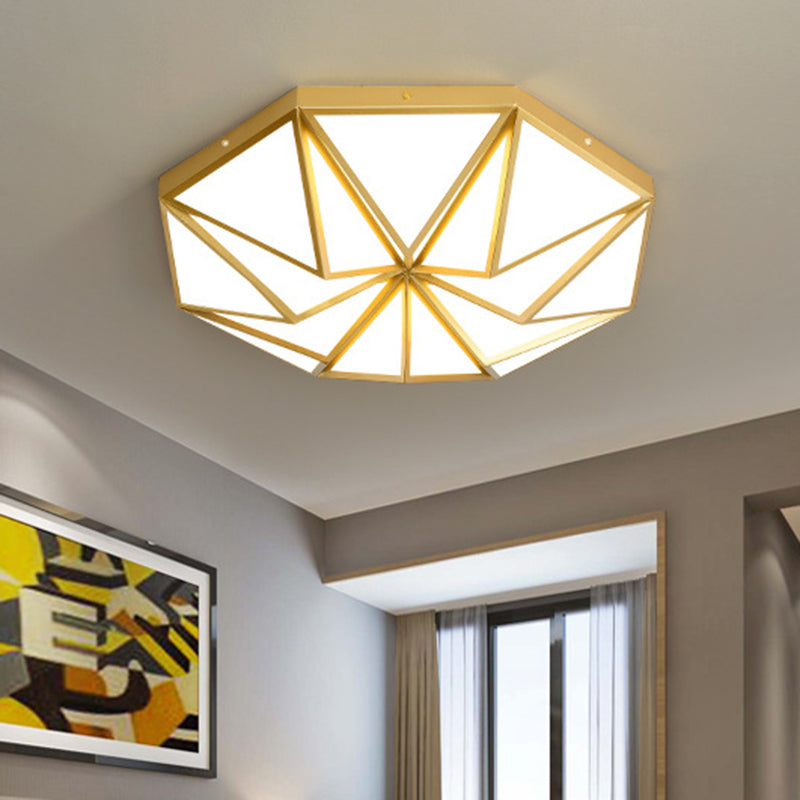 Geometric Acrylic Led Flush Light For Great Room Ceiling - Black/White/Gold