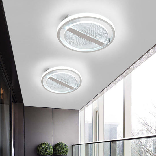 Modern Circular Clear Acrylic Led Ceiling Fixture In Warm/White Light / White