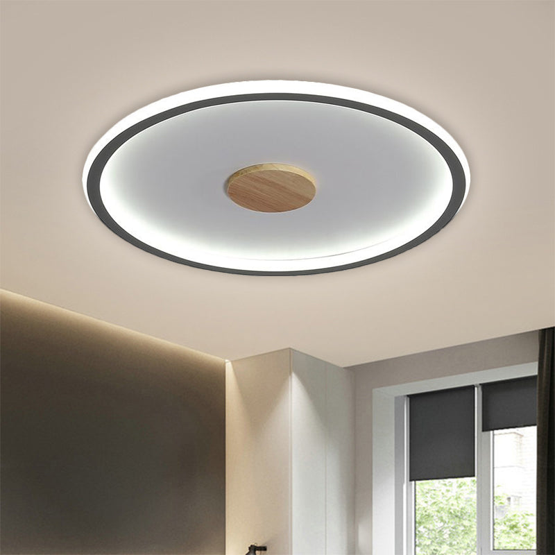 Circular Led Flushmount Ceiling Light In Black/Grey With Warm/White Lighting - 16.5/20.5 Diameter