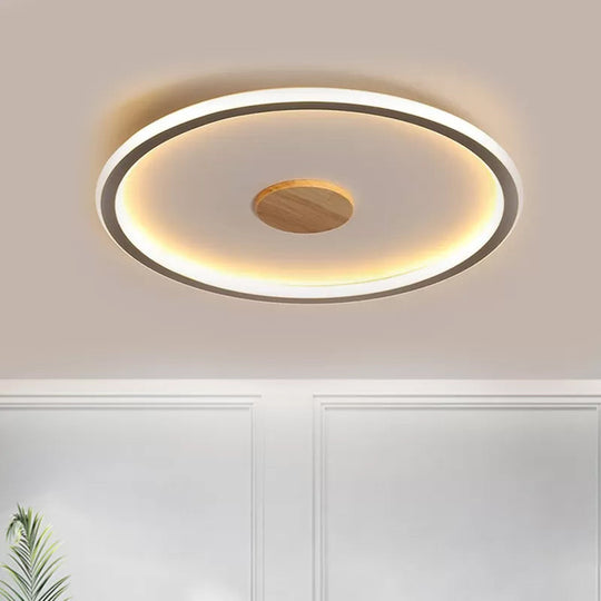 Circular Led Flushmount Ceiling Light In Black/Grey With Warm/White Lighting - 16.5/20.5 Diameter