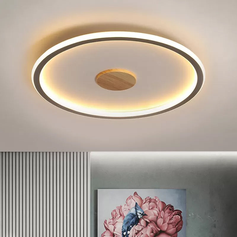 Circular Led Flushmount Ceiling Light In Black/Grey With Warm/White Lighting - 16.5/20.5 Diameter