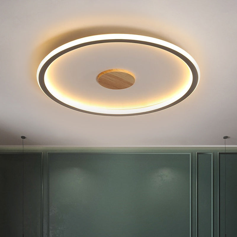 Circular Led Flushmount Ceiling Light In Black/Grey With Warm/White Lighting - 16.5/20.5 Diameter