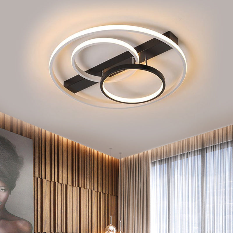 16.5"/20.5" Contemporary Black and White LED Semi Flush Mount Ceiling Light