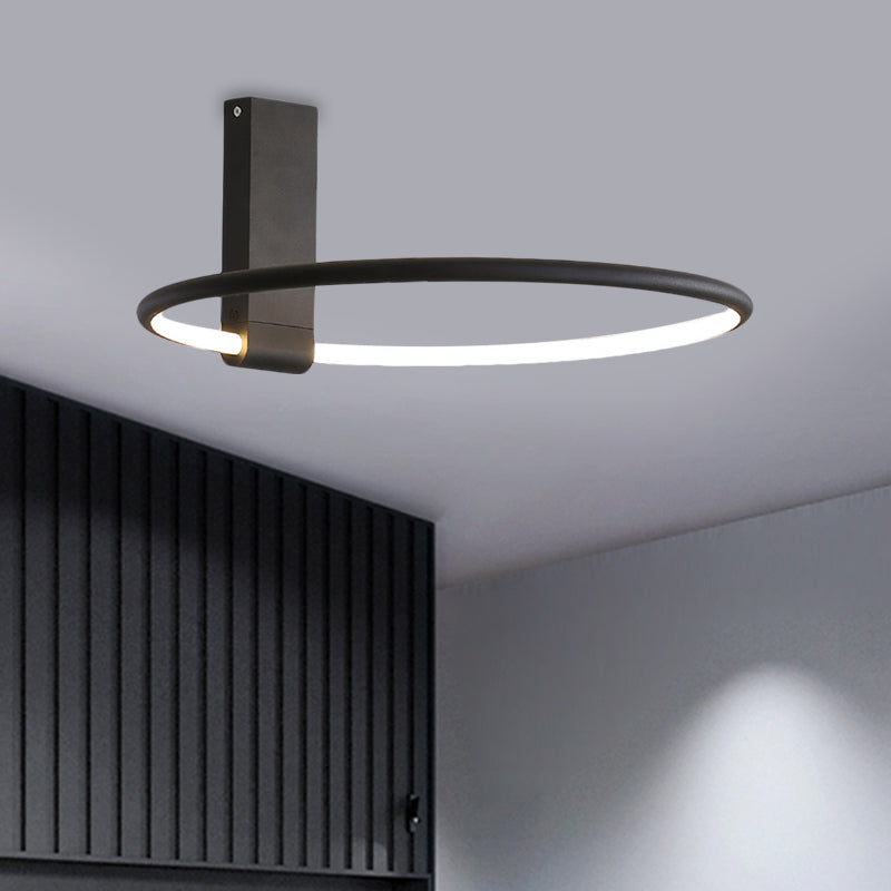 16/23.5 Wide Ring Led Flush Mount Ceiling Lamp In Modern Metallic Black/White/Gold Finishes With